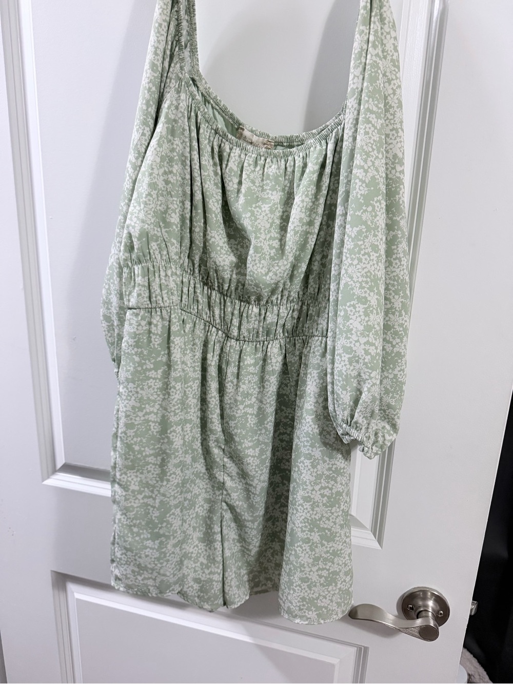 Altar'd State Sage Green Floral Long-Sleeve Dress